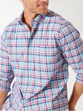 Tommy Bahama Siesta Key Performance Shirt Men's Size S Blue Multicolor Preppy